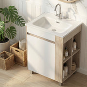 Cefito Vanity Unit 835mm Basin Bathroom Cabinet Side Storage Free Standing Sink BV-CA-600-SS-WDWH-AB