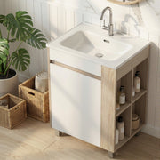 Cefito Vanity Unit 835mm Basin Bathroom Cabinet Side Storage Free Standing Sink BV-CA-600-SS-WDWH-AB