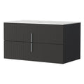 Cefito Vanity Unit 900mm Bathroom Cabinet Storage Wall Hung Black Timber Front BV-CA-FLU01-900-BK-ABC