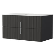 Cefito Vanity Unit 900mm Bathroom Cabinet Storage Wall Hung Black Timber Front BV-CA-FLU01-900-BK-ABC