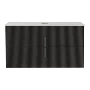 Cefito Vanity Unit 900mm Bathroom Cabinet Storage Wall Hung Black Timber Front BV-CA-FLU01-900-BK-ABC