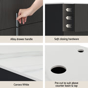 Cefito Vanity Unit 900mm Bathroom Cabinet Storage Wall Hung Black Timber Front BV-CA-FLU01-900-BK-ABC