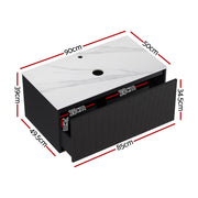 Cefito Vanity Unit 900mm Bathroom Cabinet Storage Wall Hung Grooved Timber Black BV-CA-TIR1-900-BK-ABC