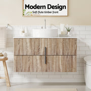 Cefito Vanity Unit 900mm Bathroom Cabinet Storage Wall Hung Timber Front Pine BV-CA-TIR2-900-WD-ABC