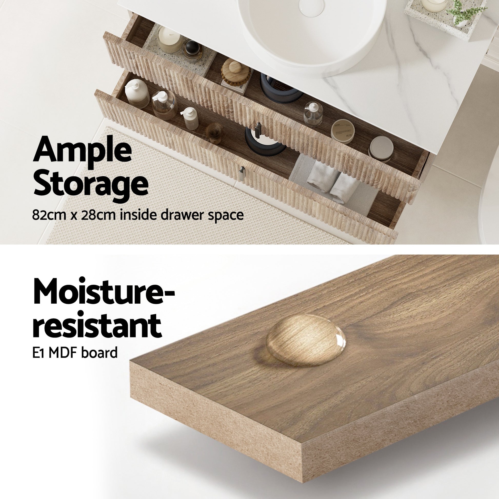 Cefito Vanity Unit 900mm Bathroom Cabinet Storage Wall Hung Timber Front Pine BV-CA-TIR2-900-WD-ABC