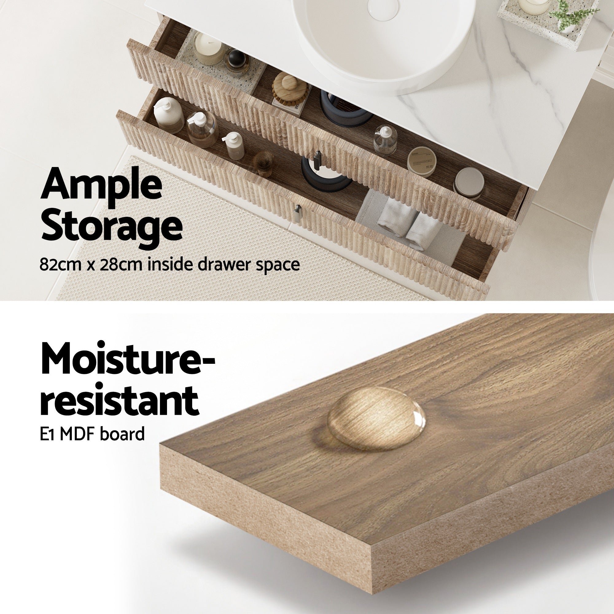Cefito Vanity Unit 900mm Bathroom Cabinet Storage Wall Hung Timber Front Pine BV-CA-TIR2-900-WD-ABC