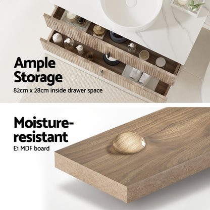 Cefito Vanity Unit 900mm Bathroom Cabinet Storage Wall Hung Timber Front Pine BV-CA-TIR2-900-WD-ABC