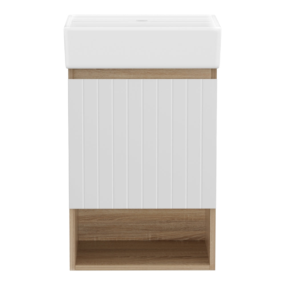 Cefito Vanity Unit 445mm Basin Bathroom Cabinet Storage Wall Hung Sink White BV-CB-1D-430-WHWD