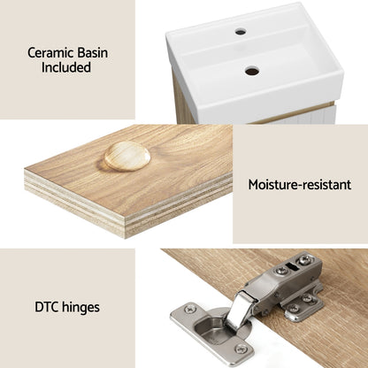 Cefito Vanity Unit 445mm Basin Bathroom Cabinet Storage Wall Hung Sink White BV-CB-1D-430-WHWD