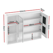 Cefito Bathroom Mirror Cabinet 100CM Vanity Medicine Wall Mounted Storage White BV-MC-10080-WH