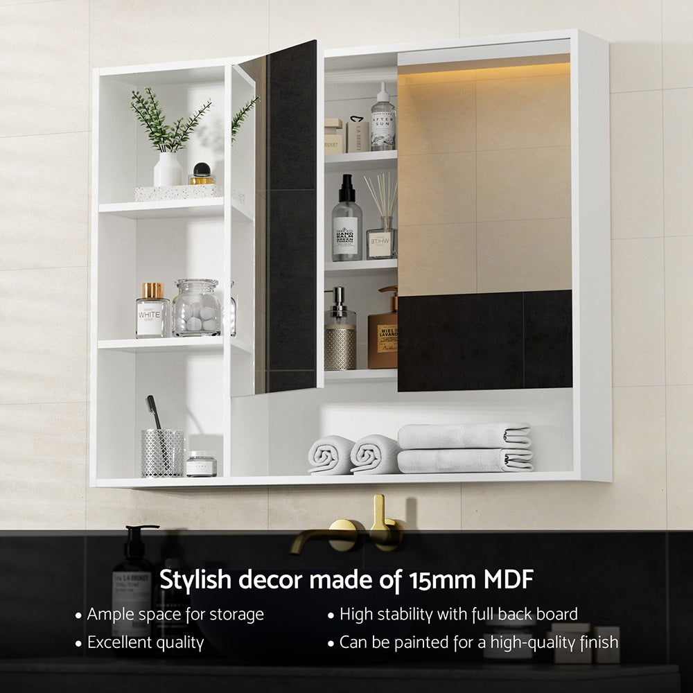 Cefito Bathroom Mirror Cabinet 100CM Vanity Medicine Wall Mounted Storage White BV-MC-10080-WH