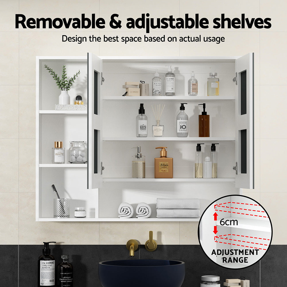 Cefito Bathroom Mirror Cabinet 100CM Vanity Medicine Wall Mounted Storage White BV-MC-10080-WH