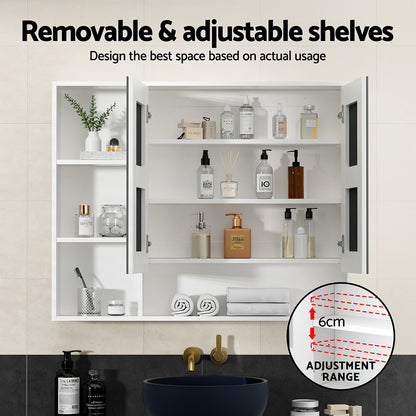 Cefito Bathroom Mirror Cabinet 100CM Vanity Medicine Wall Mounted Storage White BV-MC-10080-WH