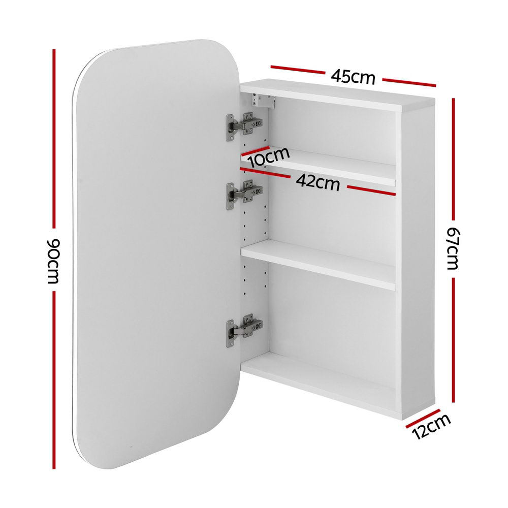 Cefito Bathroom Mirror Cabinet Medicine Shaving Arch Wall Hung 450x900mm White BV-MC-4090R-WH