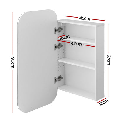 Cefito Bathroom Mirror Cabinet Medicine Shaving Arch Wall Hung 450x900mm White BV-MC-4090R-WH
