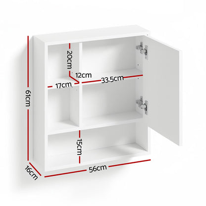 Cefito Bathroom Mirror Cabinet Mirrored Medicine Adjustable Shelf Wall Mounted 560mm White BV-MC-5661-WH