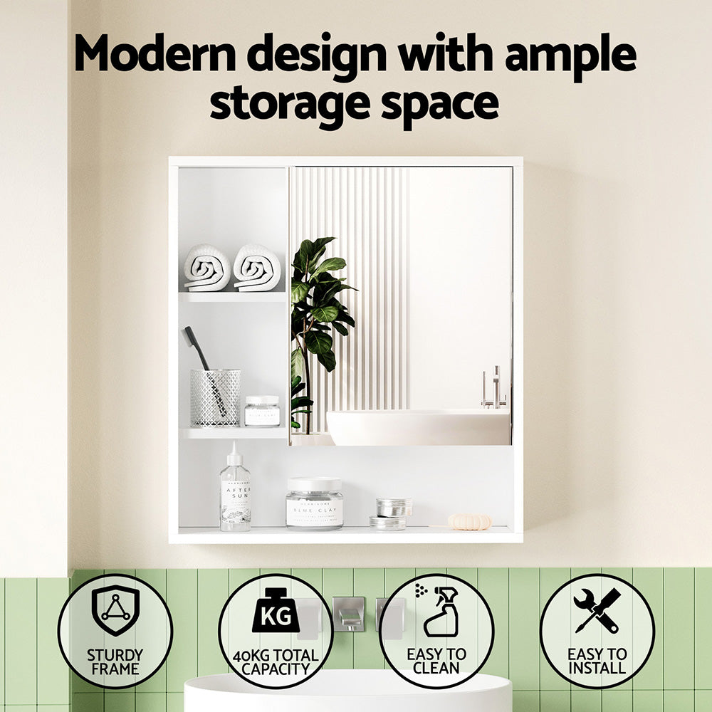 Cefito Bathroom Mirror Cabinet Mirrored Medicine Adjustable Shelf Wall Mounted 560mm White BV-MC-5661-WH