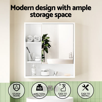 Cefito Bathroom Mirror Cabinet Mirrored Medicine Adjustable Shelf Wall Mounted 560mm White BV-MC-5661-WH
