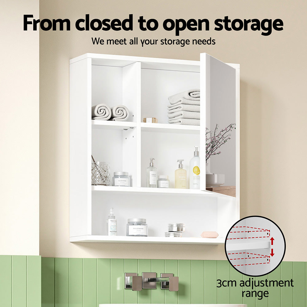 Cefito Bathroom Mirror Cabinet Mirrored Medicine Adjustable Shelf Wall Mounted 560mm White BV-MC-5661-WH