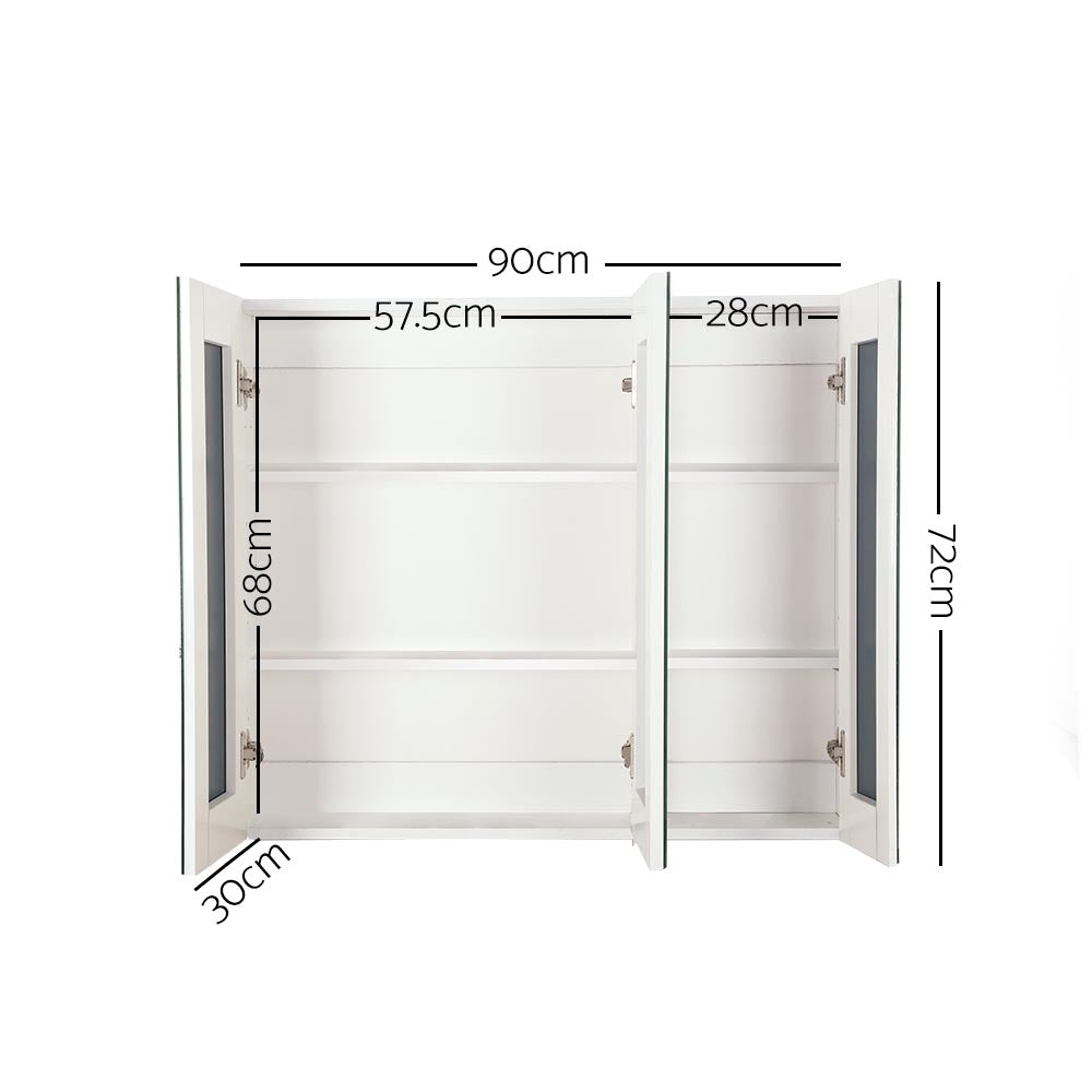 Cefito Bathroom Vanity Mirror with Storage Cabinet - White BV-MC-6005-WH-AB