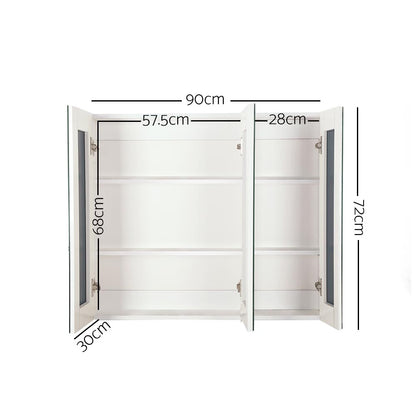 Cefito Bathroom Vanity Mirror with Storage Cabinet - White BV-MC-6005-WH-AB
