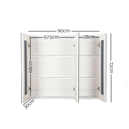 Cefito Bathroom Vanity Mirror with Storage Cabinet - White BV-MC-6005-WH-AB
