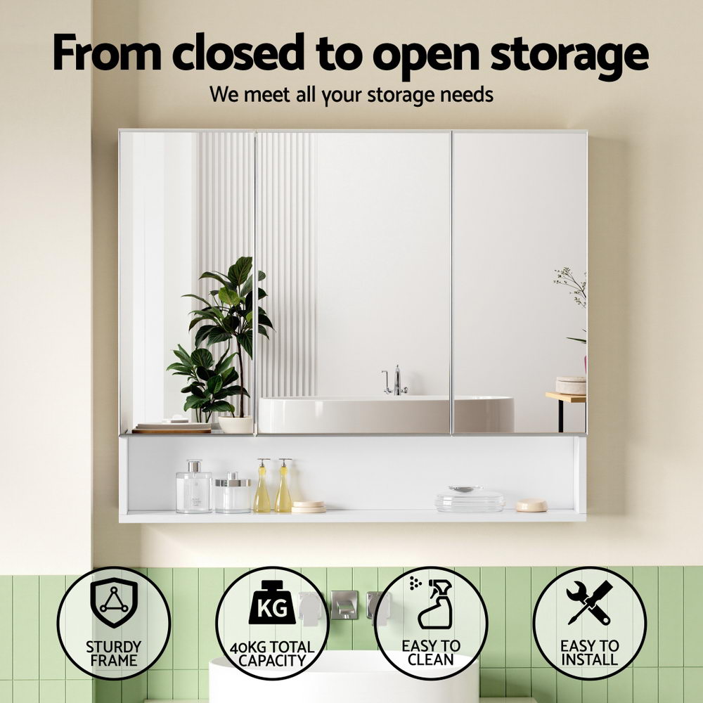 Cefito Bathroom Mirror Cabinet Medicine Adjustable Shelves Wall Hung 900x750mm White BV-MC-9075-WH