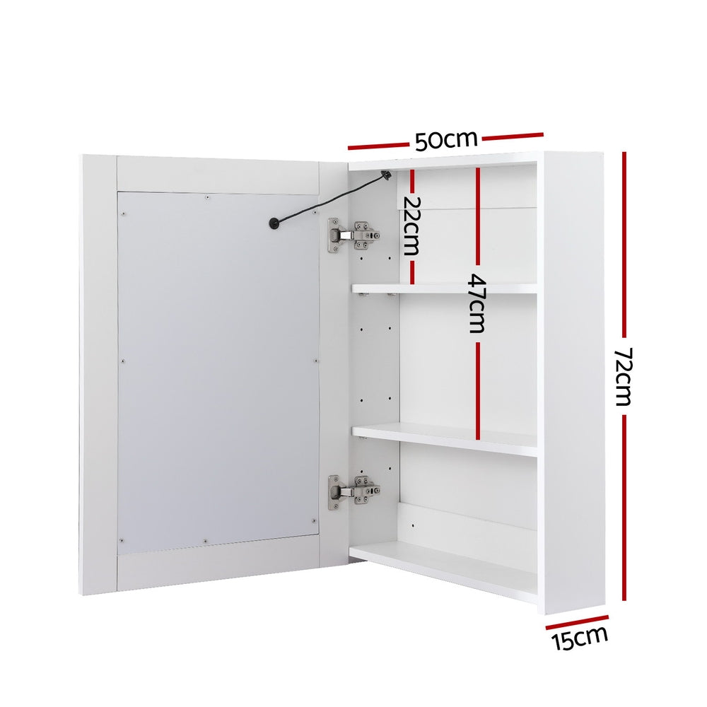 Bathroom Mirror Cabinet LED 500x720mm Medicine Wall Storage BV-MC-LED-SD01-WH