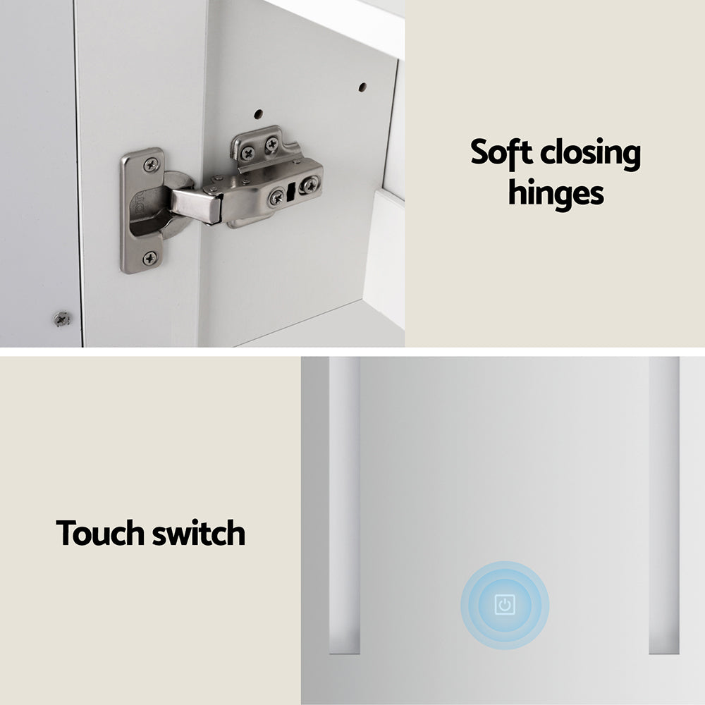 Bathroom Mirror Cabinet LED 500x720mm Medicine Wall Storage BV-MC-LED-SD01-WH