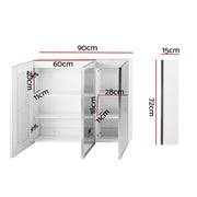 Bathroom Mirror Cabinet LED Light 900x720mm Medicine Wall Storage BV-MC-LED-TD01-WH