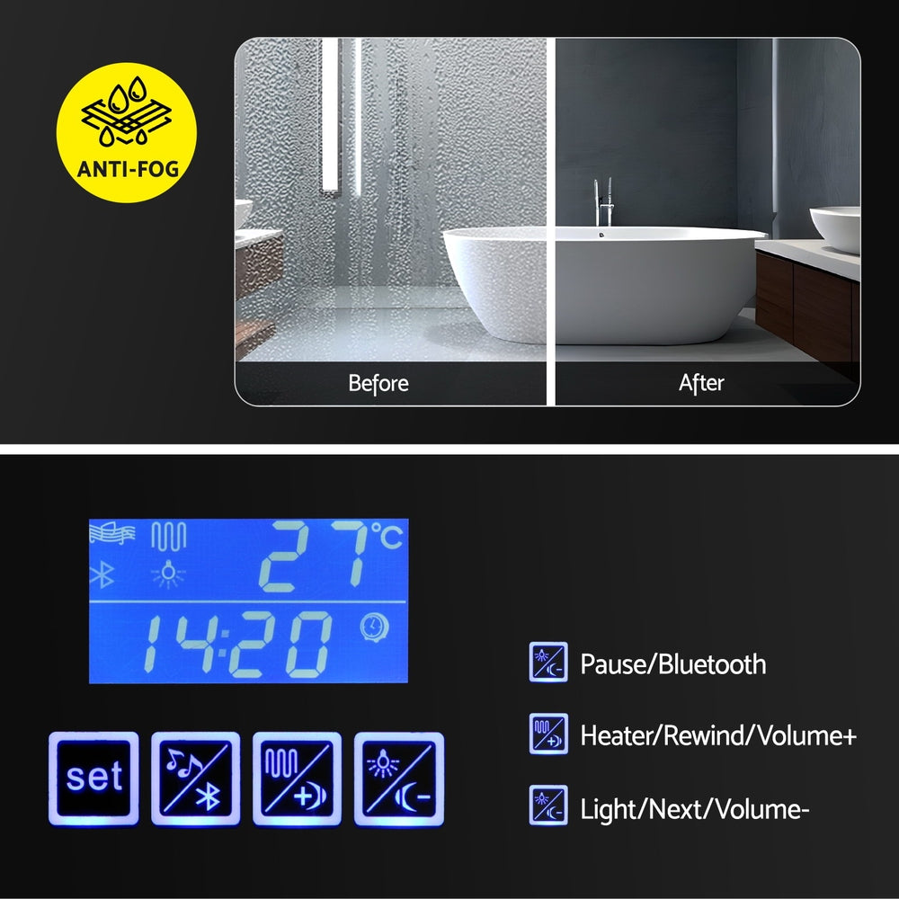 Bathroom Mirror Cabinet LED Light 900x720mm Medicine Wall Storage BV-MC-LED-TD01-WH