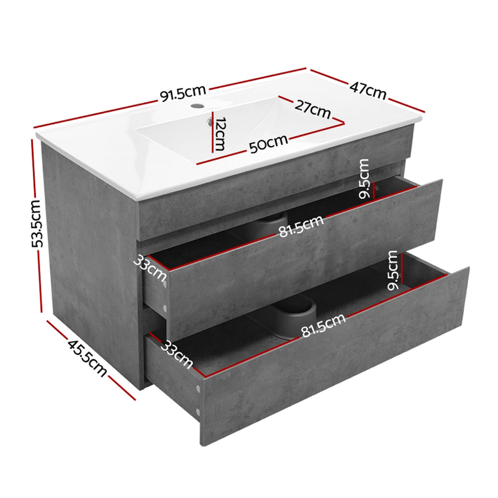 Cefito Vanity Unit 915mm with Basin Grey BV-YQ02-900-CEMENT-ABC