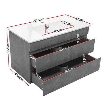 Cefito Vanity Unit 915mm with Basin Grey BV-YQ02-900-CEMENT-ABC