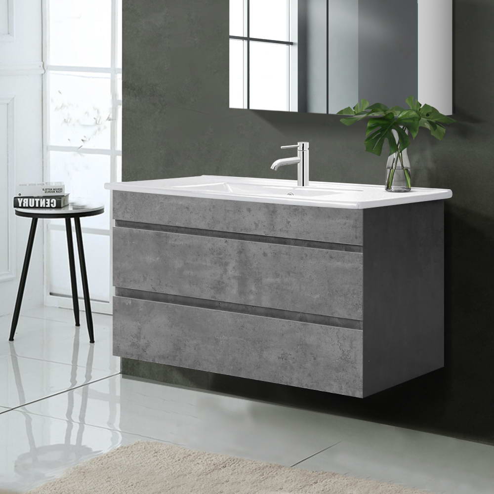 Cefito Vanity Unit 915mm with Basin Grey BV-YQ02-900-CEMENT-ABC