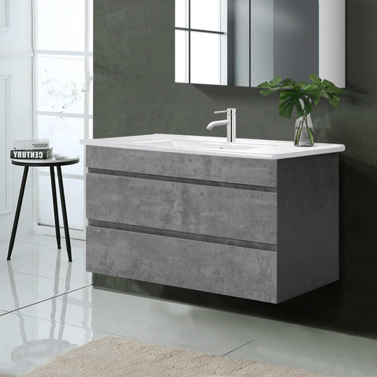 Cefito Vanity Unit 915mm with Basin Grey BV-YQ02-900-CEMENT-ABC