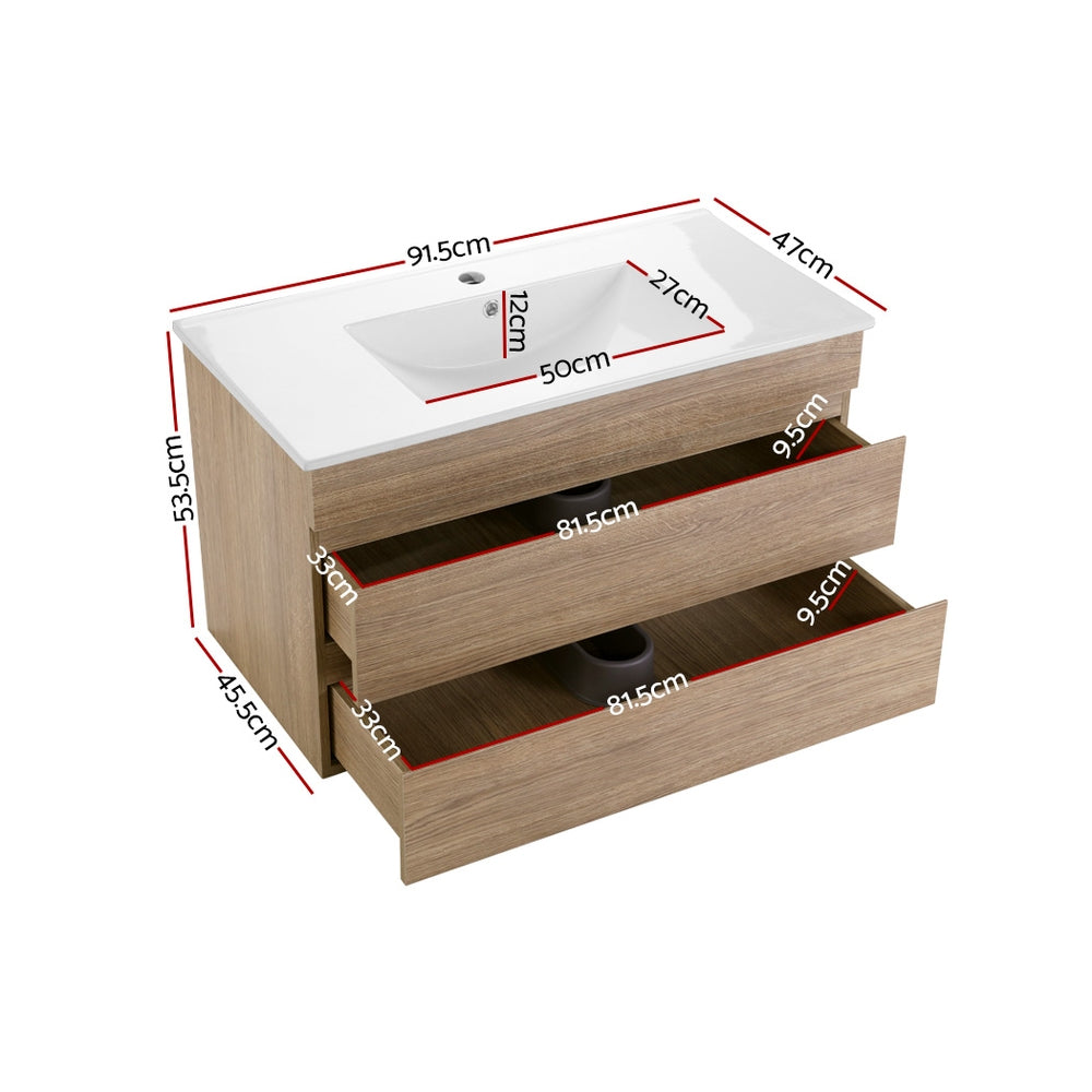 Cefito Vanity Unit 915mm with Basin Oak BV-YQ02-900-OAK-ABC