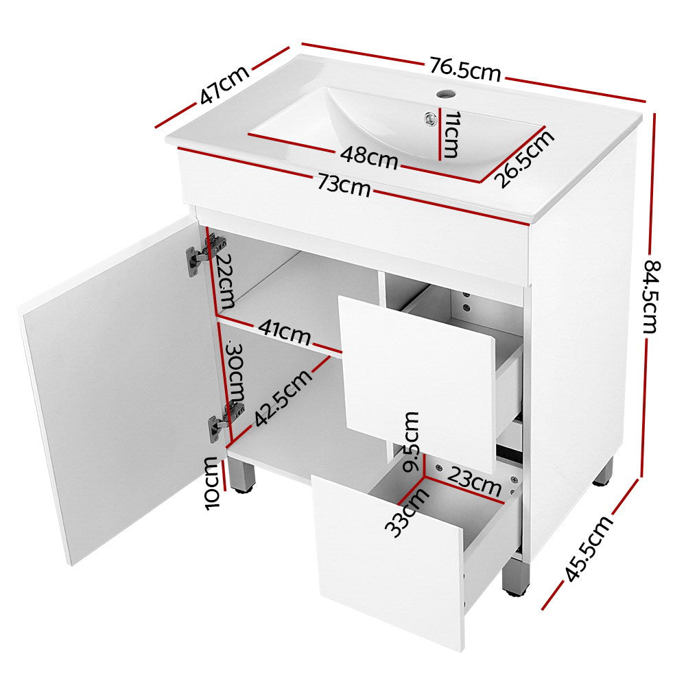 Cefito Vanity Unit 765mm Freestanding Basin Cabinet BV-YQ04-750-WH-ABC