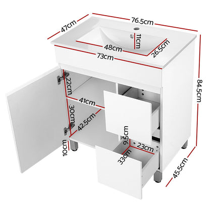 Cefito Vanity Unit 765mm Freestanding Basin Cabinet BV-YQ04-750-WH-ABC