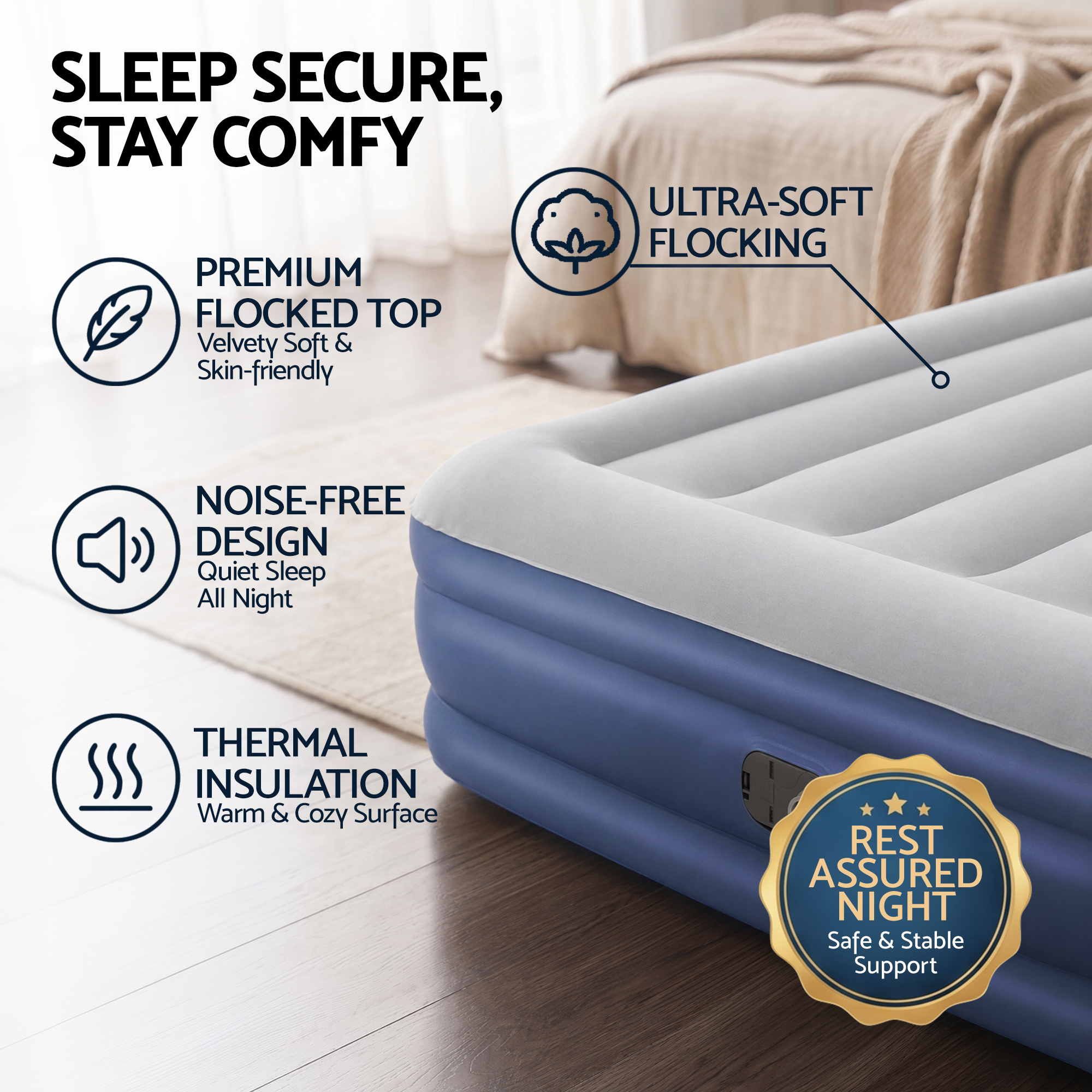 Bestway Air Mattress Inflatable Bed 46cm Airbed Single Blue