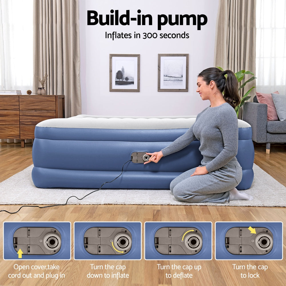 Bestway Air Mattress King Inflatable Bed 56cm Airbed Blue BW-BED-K-61-67692