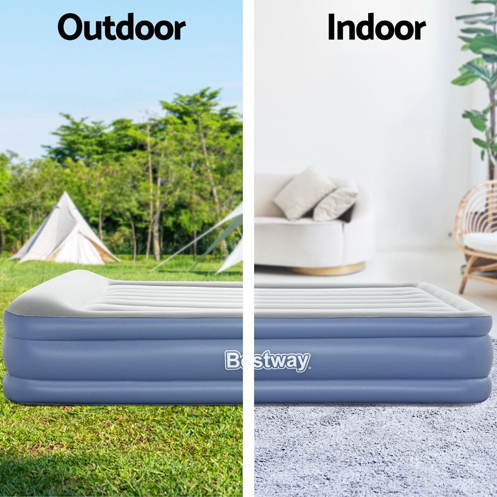 Bestway Air Mattress Queen Inflatable Bed 46cm Airbed Blue BW-BED-Q-46-67630
