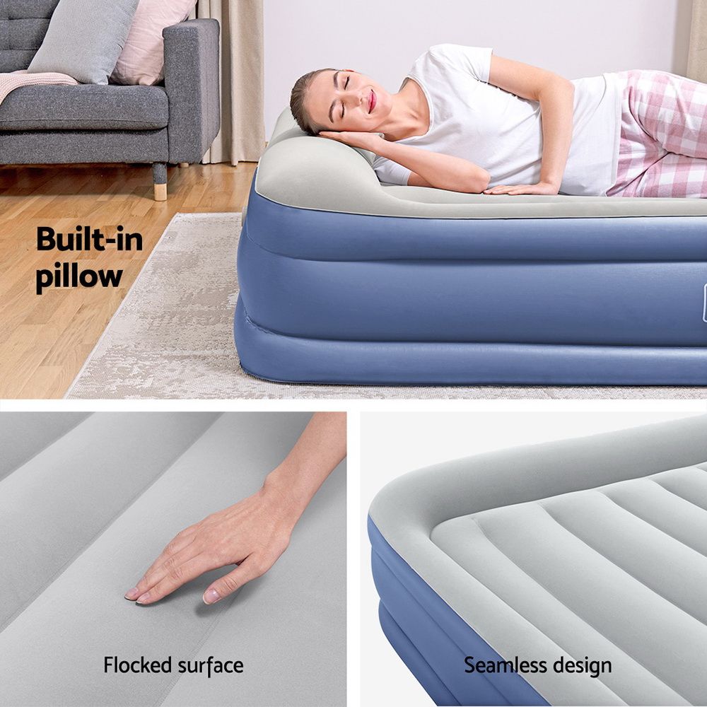 Bestway Air Mattress Queen Inflatable Bed 46cm Airbed Blue BW-BED-Q-46-67630