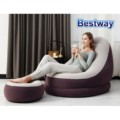 Bestway Inflatable Air Chair Seat Couch Lazy Sofa Lounge Ottoman Purple/Blue BW-CHAIR-T-75053