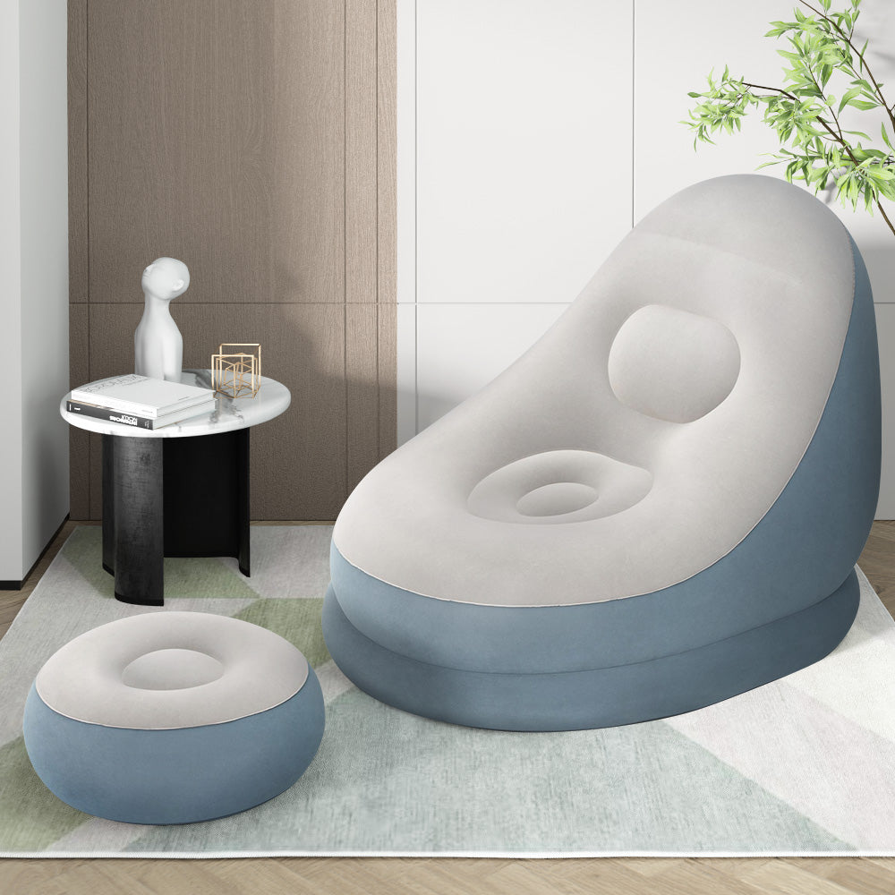 Bestway Inflatable Air Chair Seat Couch Lazy Sofa Lounge Ottoman Purple/Blue BW-CHAIR-T-75053