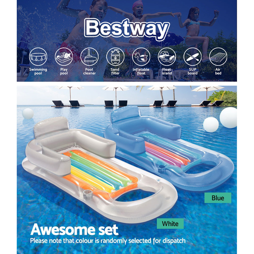 Bestway Pool Float Inflatable Lounge Seat Pillow Bed Cup Holder BW-FLOAT-43028