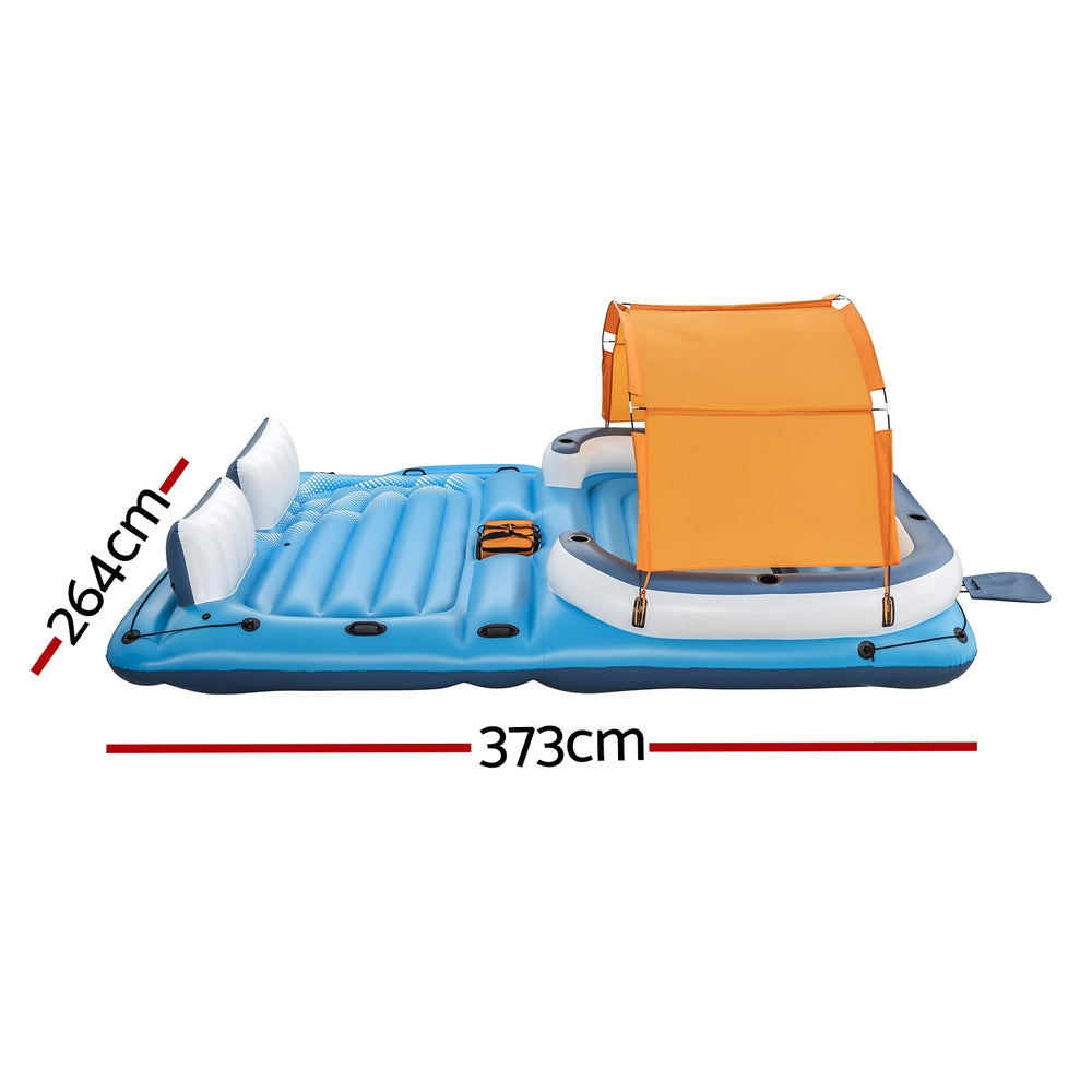 Bestway Pool Float Island Inflatable Lounge 6-person Raft Seat Canopy BW-FLOAT-43105-BUOG