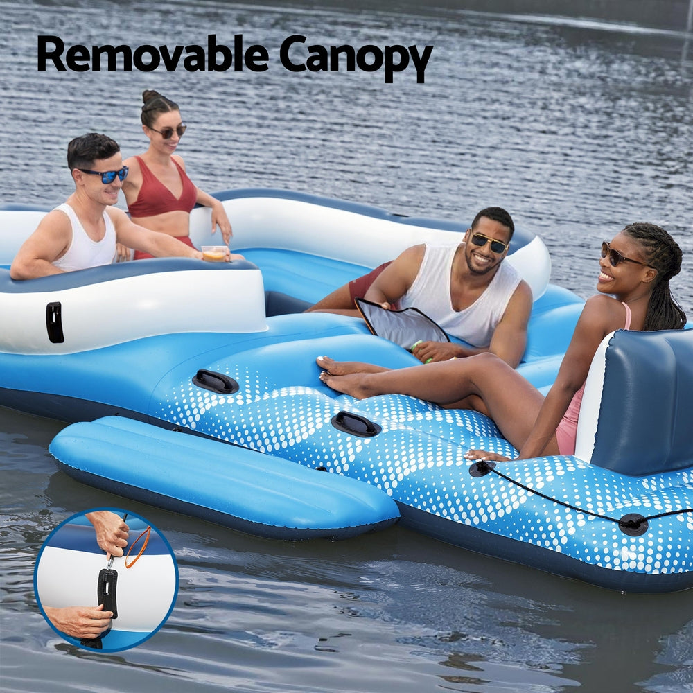 Bestway Pool Float Island Inflatable Lounge 6-person Raft Seat Canopy BW-FLOAT-43105-BUOG