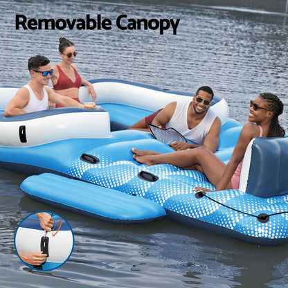 Bestway Pool Float Island Inflatable Lounge 6-person Raft Seat Canopy BW-FLOAT-43105-BUOG