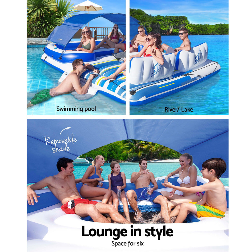 Bestway Pool Float Island Inflatable Lounge 6-person Seat Canopy BW-FLOAT-43105E