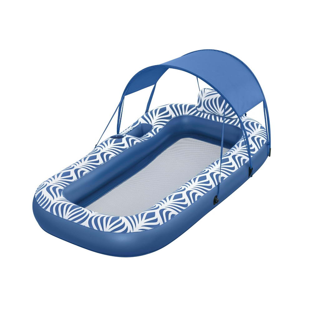 Bestway Inflatable Floating Float Lounger with Sunshade Canopy 1.98Mx1.12M Blue BW-FLOAT-43732